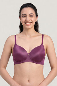Zivame Marshmallow Padded Non Wired 3/4Th Coverage T-Shirt - Plum Caspia — thumbnail 2
